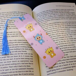 Handmade Fun La Bubu like Bookmark with Blue Tassel, book, reading, gift